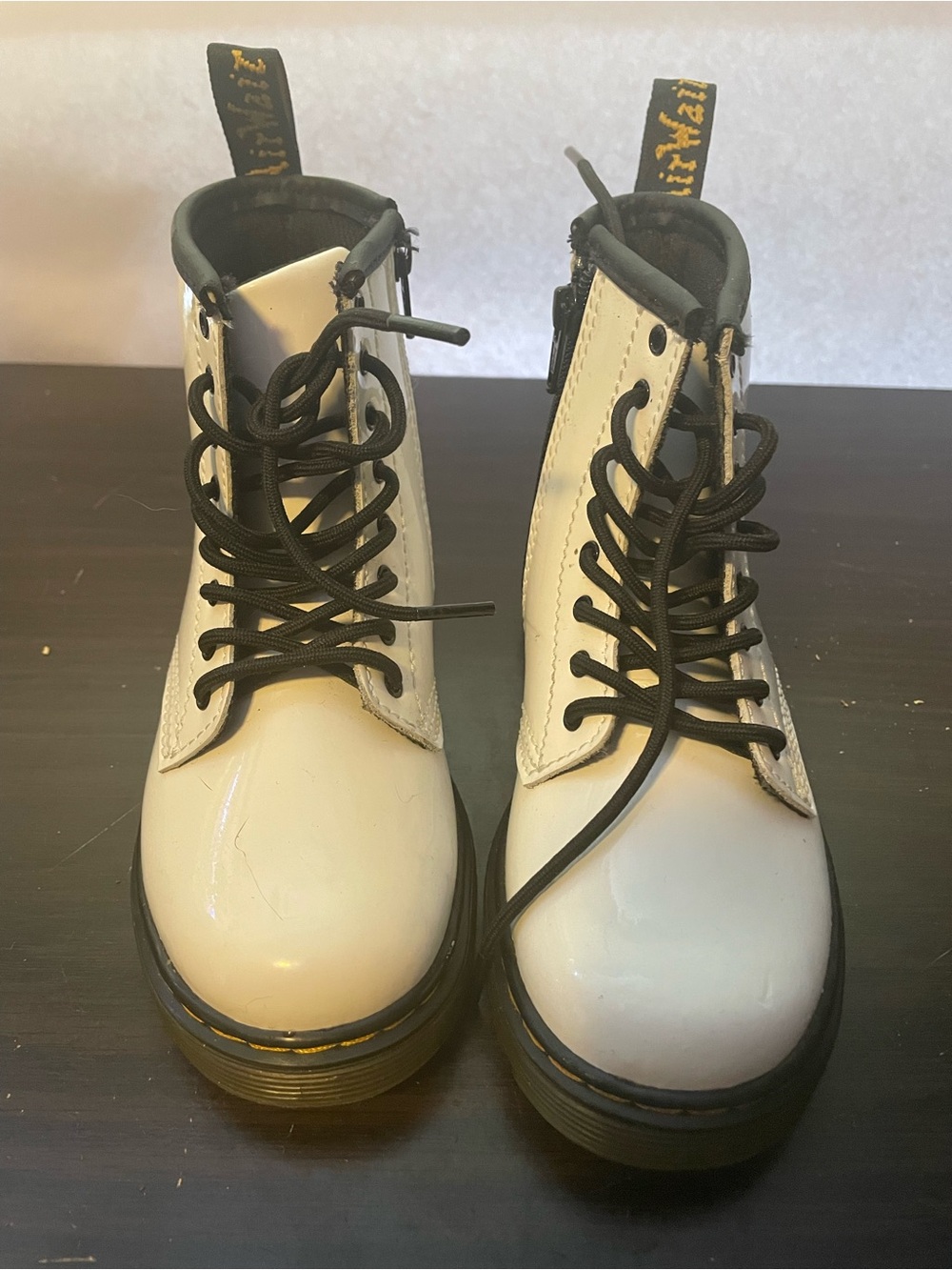 Doc Martens 1460 T White Lace-Up Platform Combat Boots - Toddlers